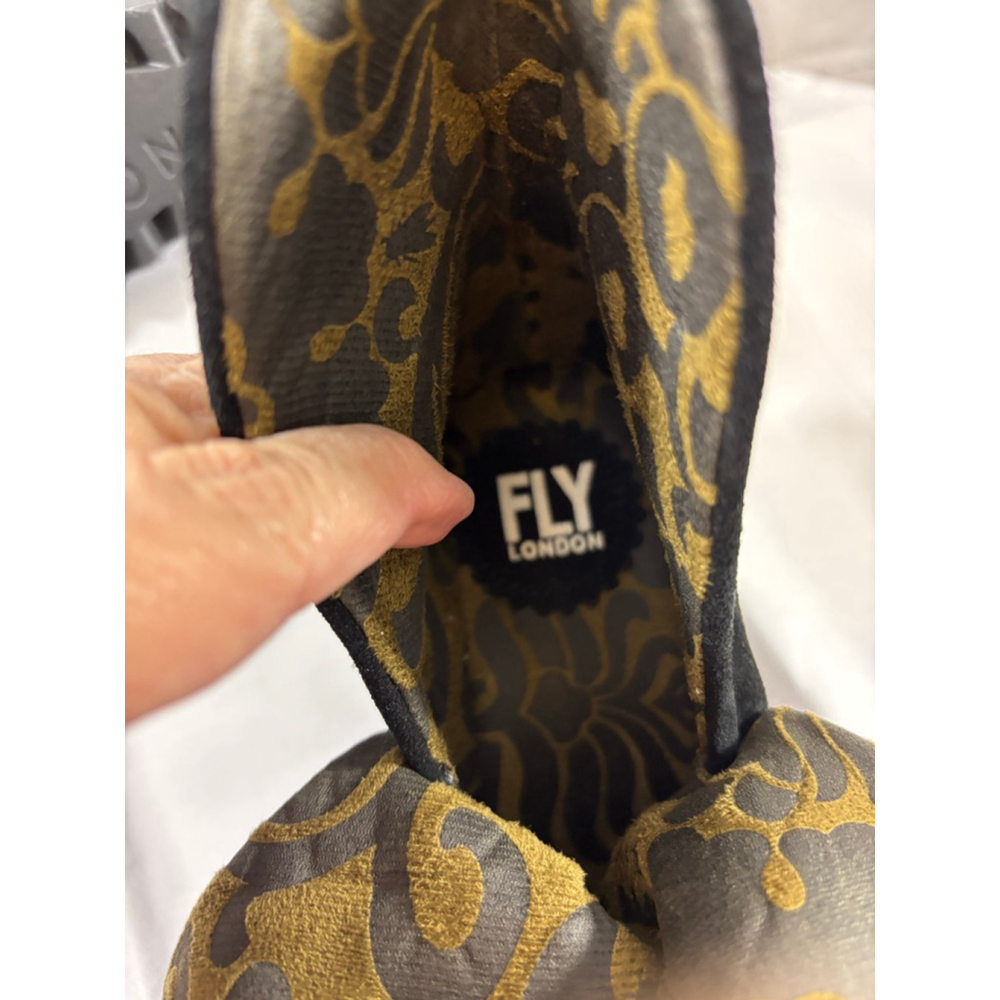 Women's FLY LONDON Black Suede Ankle Boots US 5.5 Gold Interior - Picture 9 of 12